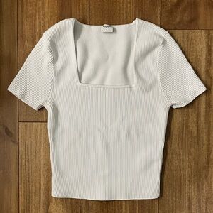 Abercrombie & Fitch White Ribbed Short Sleeve Top size S